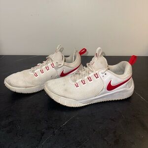 Nike Volleyball White and Red Athletic Shoes with Cushioned Sole